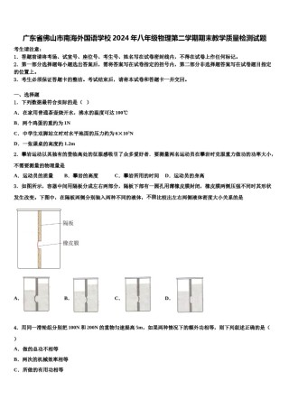 广东省佛山市南海外国语学校2024年八年级物理第二学期期末教学质量检测试题含解析.doc
