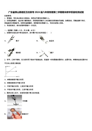 广东省佛山顺德区五校联考2024届八年级物理第二学期期末教学质量检测试题含解析.doc