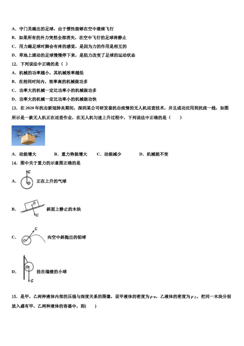 广东省北京师范大广州实验学校2024届八下物理期末学业质量监测模拟试题含解析.doc_第3页