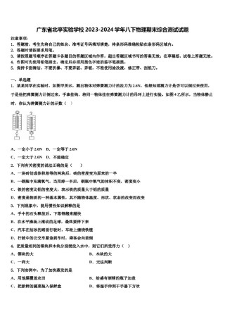广东省北亭实验学校2023-2024学年八下物理期末综合测试试题含解析.doc