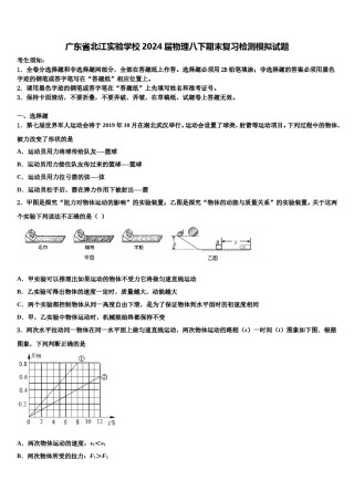 广东省北江实验学校2024届物理八下期末复习检测模拟试题含解析.doc