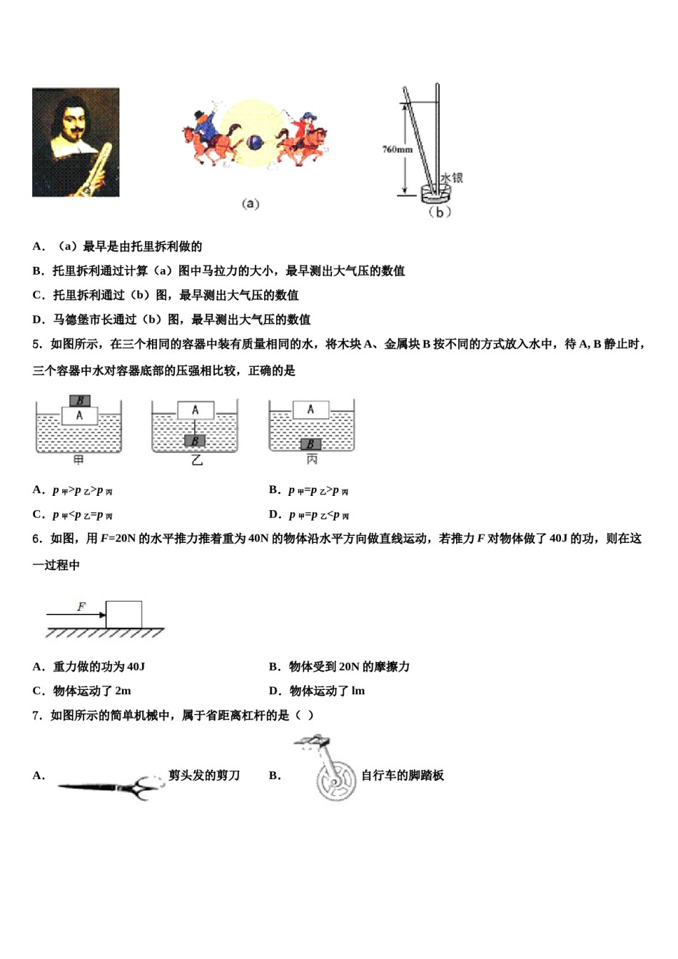 广东省北江实验学校2024年八年级物理第二学期期末质量检测试题含解析.doc_第2页