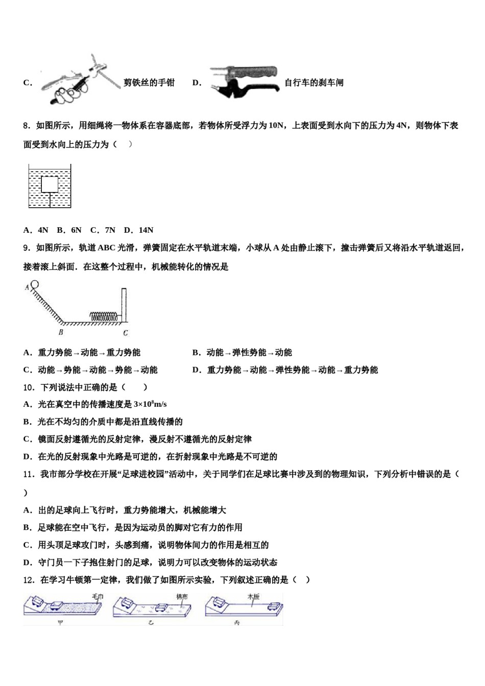 广东省北江实验学校2024年八年级物理第二学期期末质量检测试题含解析.doc_第3页