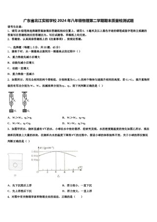 广东省北江实验学校2024年八年级物理第二学期期末质量检测试题含解析.doc