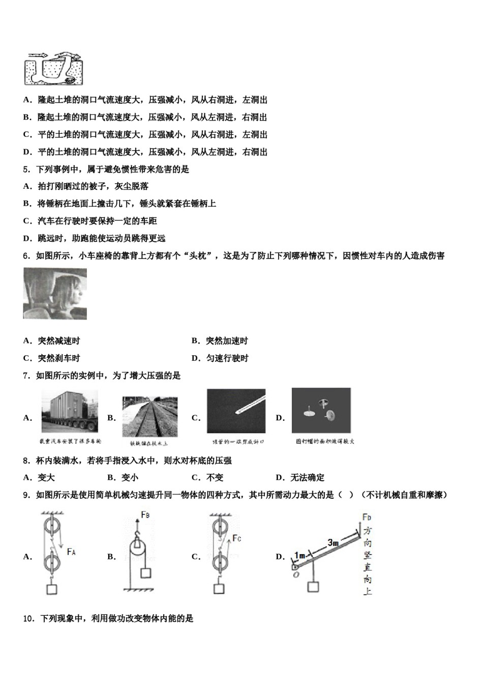 广东省市深圳市龙岗区南湾学校2024届八下物理期末学业水平测试试题含解析.doc_第2页