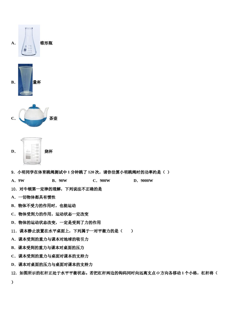 广东省广州市番禺区2023-2024学年八下物理期末质量检测模拟试题含解析.doc_第3页