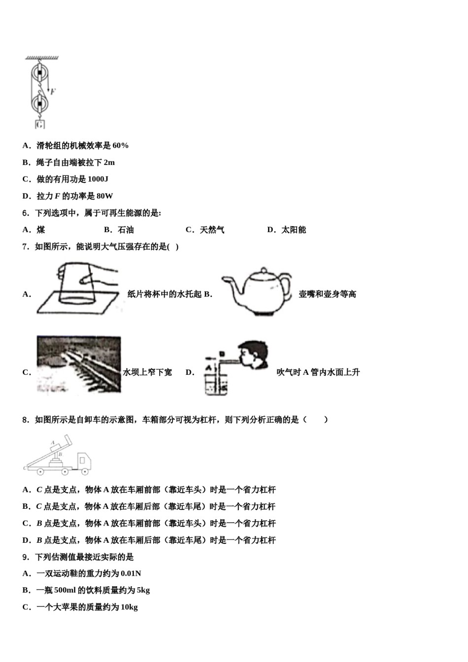 广东省广州市第七中学2024年物理八下期末综合测试试题含解析.doc_第2页