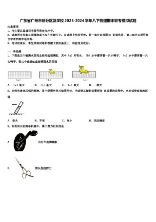 广东省广州市部分区及学校2023-2024学年八下物理期末联考模拟试题含解析.doc