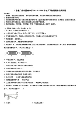 广东省广州市重点中学2023-2024学年八下物理期末经典试题含解析.doc