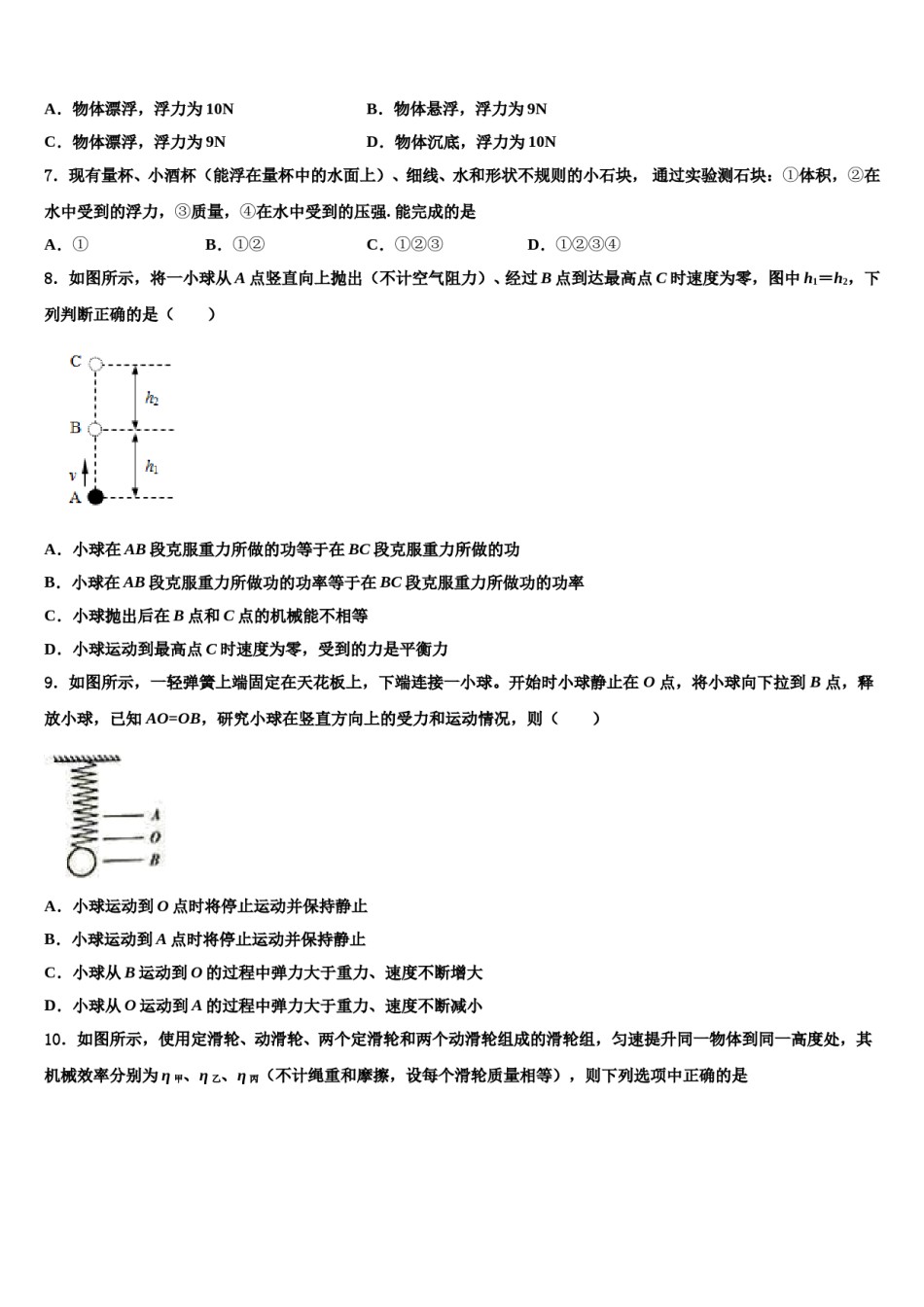 广东省惠州市惠州一中学2023-2024学年八下物理期末联考试题含解析.doc_第2页
