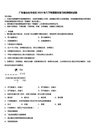 广东省汕头市名校2024年八下物理期末复习检测模拟试题含解析.doc