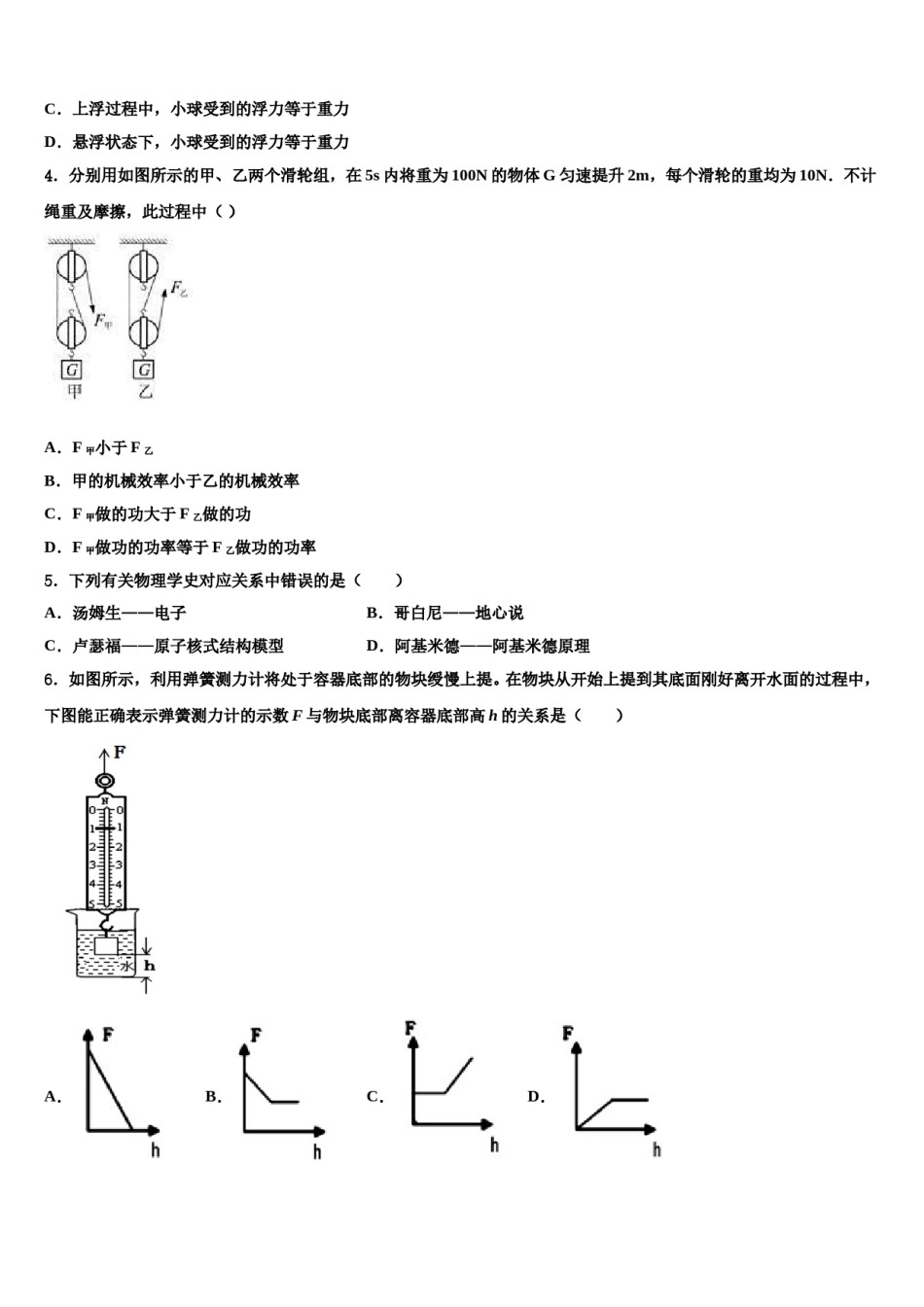 广东省汕头市潮南区两英镇2024届八下物理期末教学质量检测试题含解析.doc_第2页