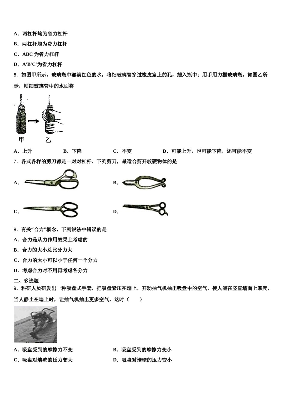 广东省汕头市潮阳区铜盂镇2024届八年级物理第二学期期末预测试题含解析.doc_第2页
