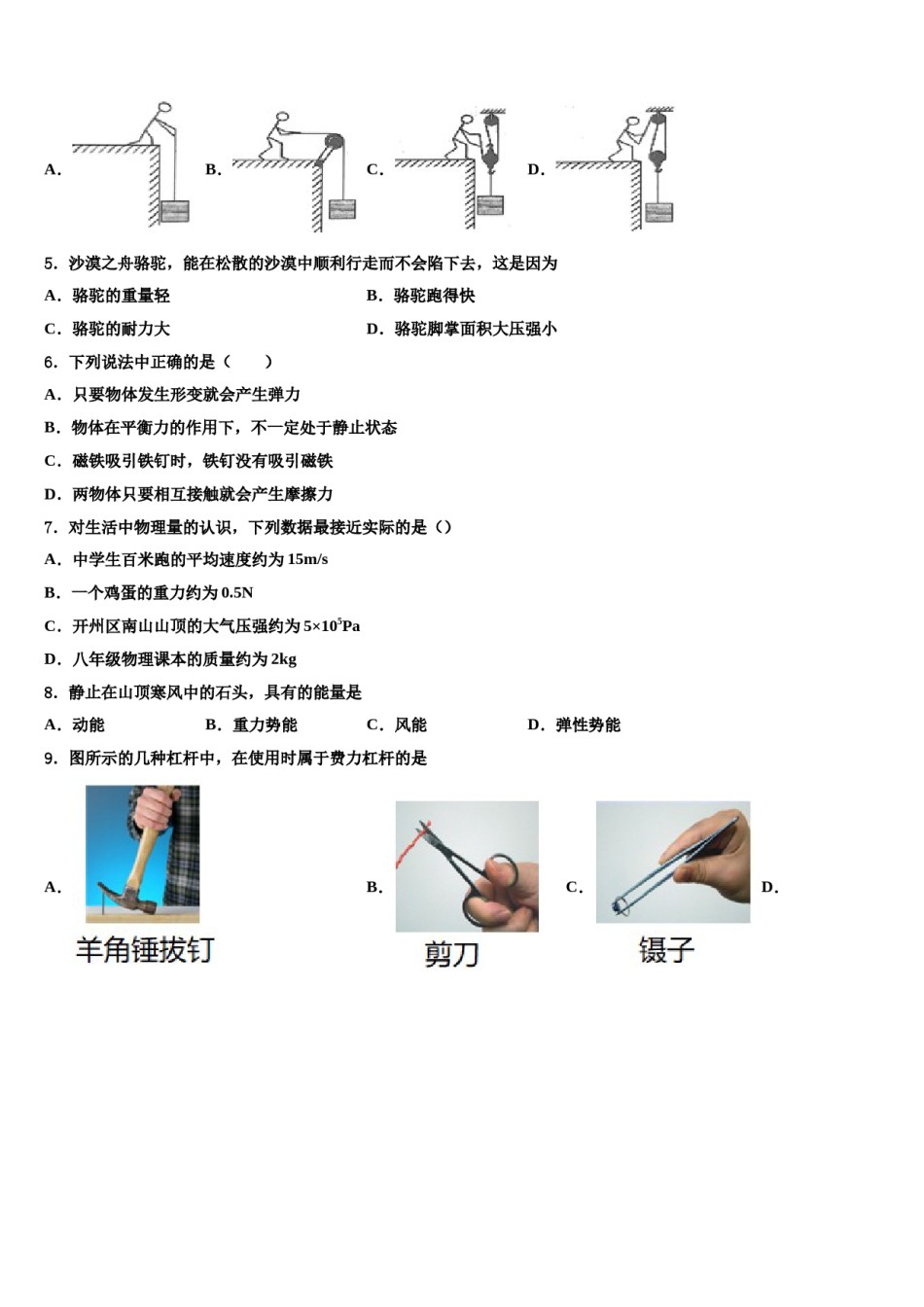 广东省汕头市金平区2023-2024学年八年级物理第二学期期末监测试题含解析.doc_第2页