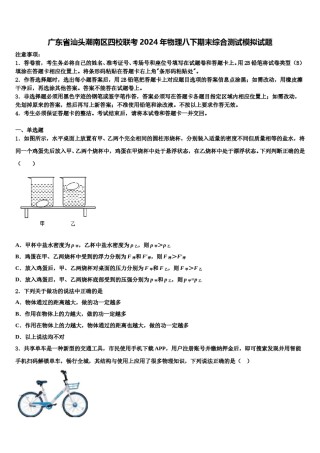广东省汕头潮南区四校联考2024年物理八下期末综合测试模拟试题含解析.doc