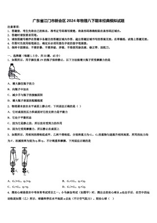 广东省江门市新会区2024年物理八下期末经典模拟试题含解析.doc
