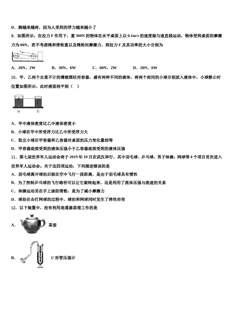 广东省河源市东源县2023-2024学年八下物理期末达标检测试题含解析.doc_第3页
