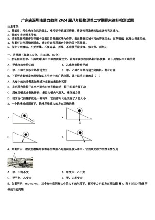 广东省深圳市助力教育2024届八年级物理第二学期期末达标检测试题含解析.doc