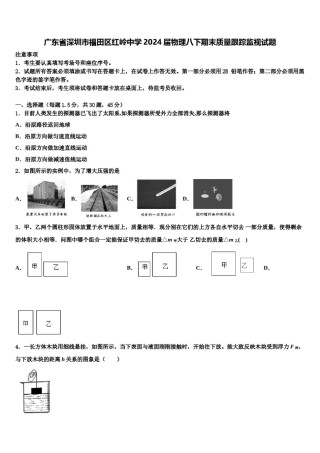 广东省深圳市福田区红岭中学2024届物理八下期末质量跟踪监视试题含解析.doc