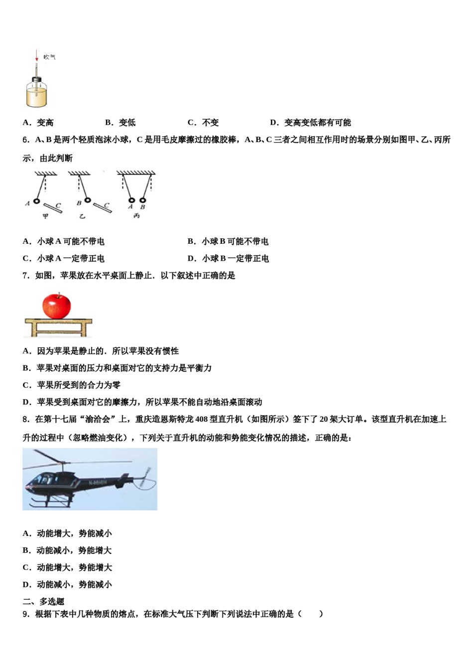 广东省深圳市莲花中学2024届八年级物理第二学期期末复习检测试题含解析.doc_第2页