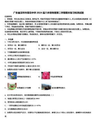 广东省深圳市莲花中学2024届八年级物理第二学期期末复习检测试题含解析.doc