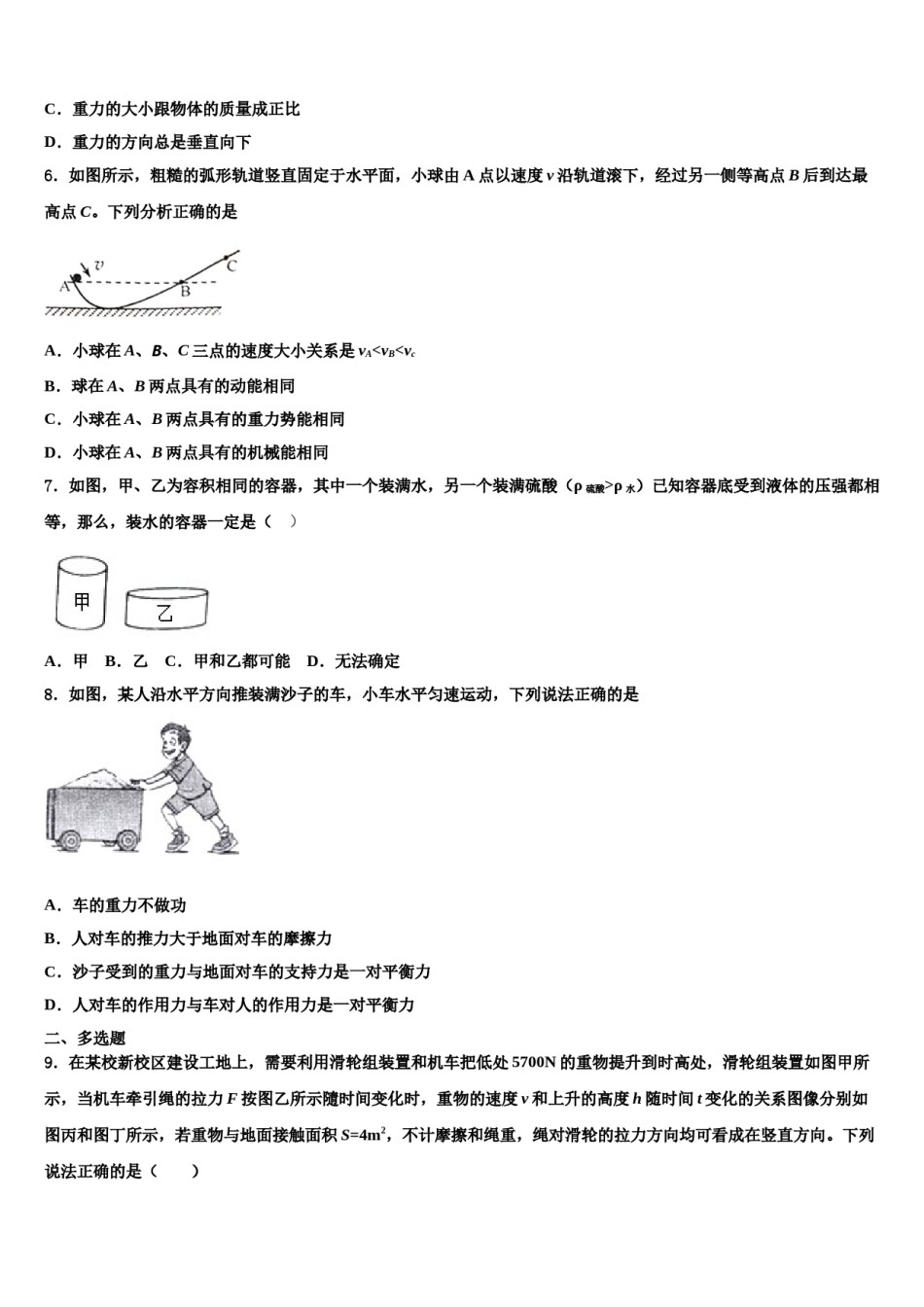 广东省深圳市龙华新区2023-2024学年物理八下期末学业质量监测试题含解析.doc_第2页