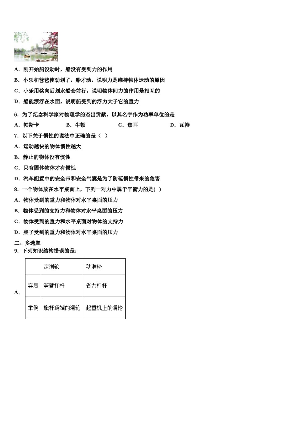 广东省深圳市龙岗区龙城初级中学2024届八年级物理第二学期期末联考模拟试题含解析.doc_第2页