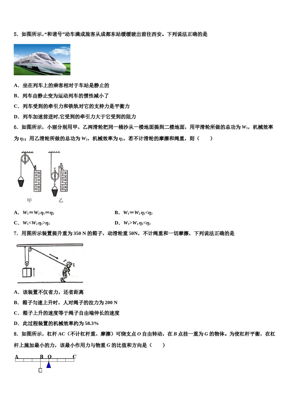 广东省深圳百合外国语学校2023-2024学年物理八下期末学业水平测试试题含解析.doc_第2页