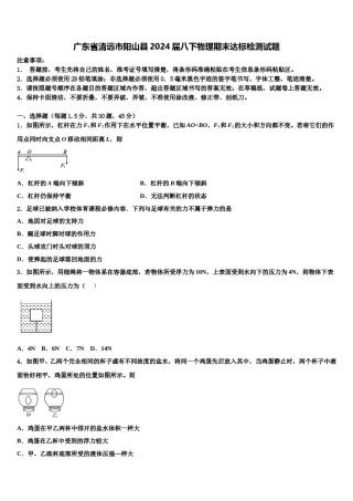 广东省清远市阳山县2024届八下物理期末达标检测试题含解析.doc