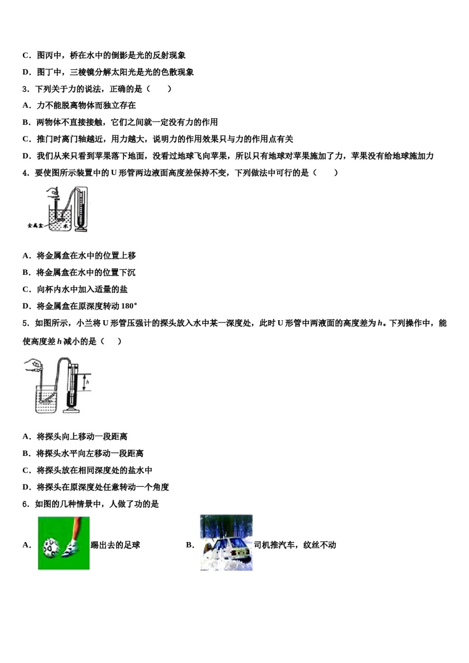 广东省潮州潮安区五校联考2023-2024学年八年级物理第二学期期末综合测试试题含解析.doc_第2页