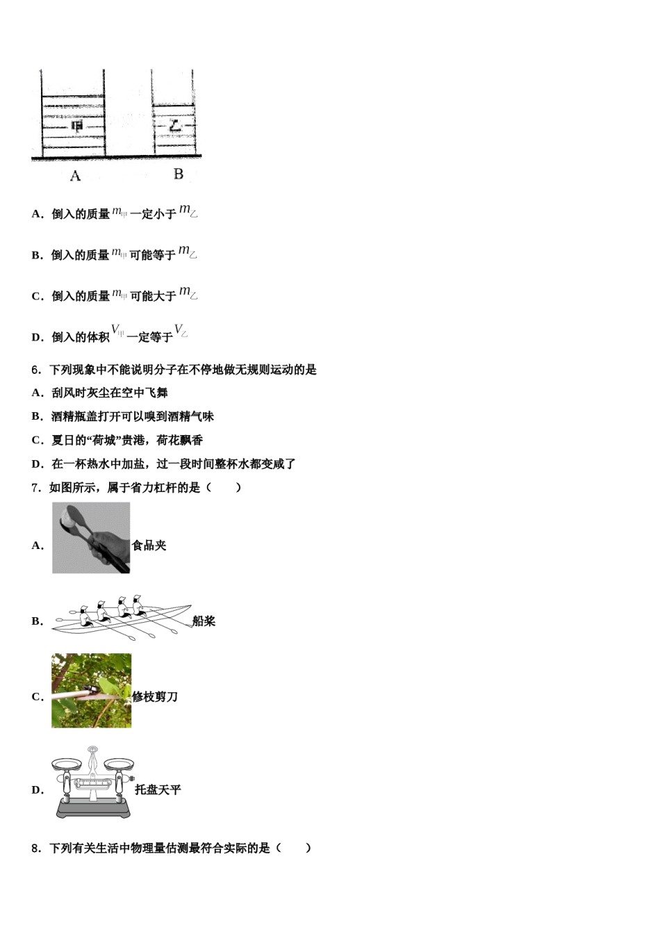 广东省肇庆市端州区南国中学英文学校2024年八下物理期末达标检测模拟试题含解析.doc_第2页