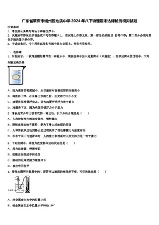 广东省肇庆市端州区地质中学2024年八下物理期末达标检测模拟试题含解析.doc