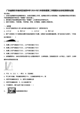 广东省肇庆市端州区地质中学2024年八年级物理第二学期期末达标检测模拟试题含解析.doc