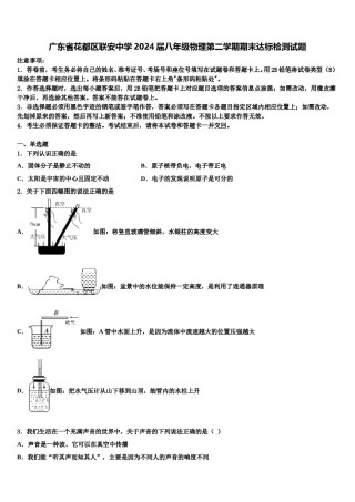 广东省花都区联安中学2024届八年级物理第二学期期末达标检测试题含解析.doc