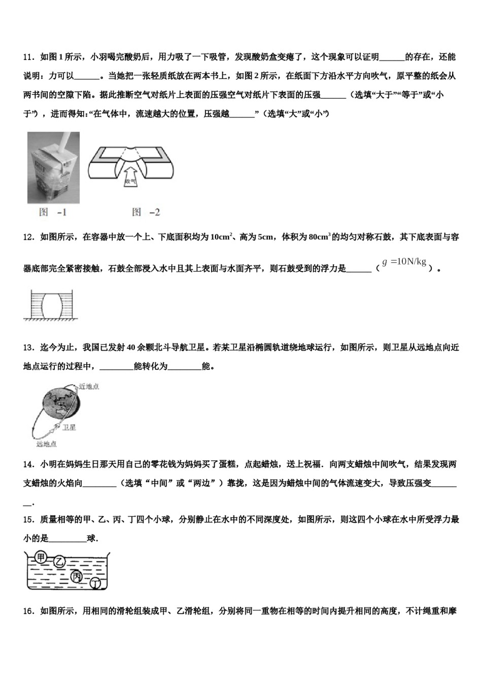 广东省茂名市行知中学2024届物理八下期末联考试题含解析.doc_第2页