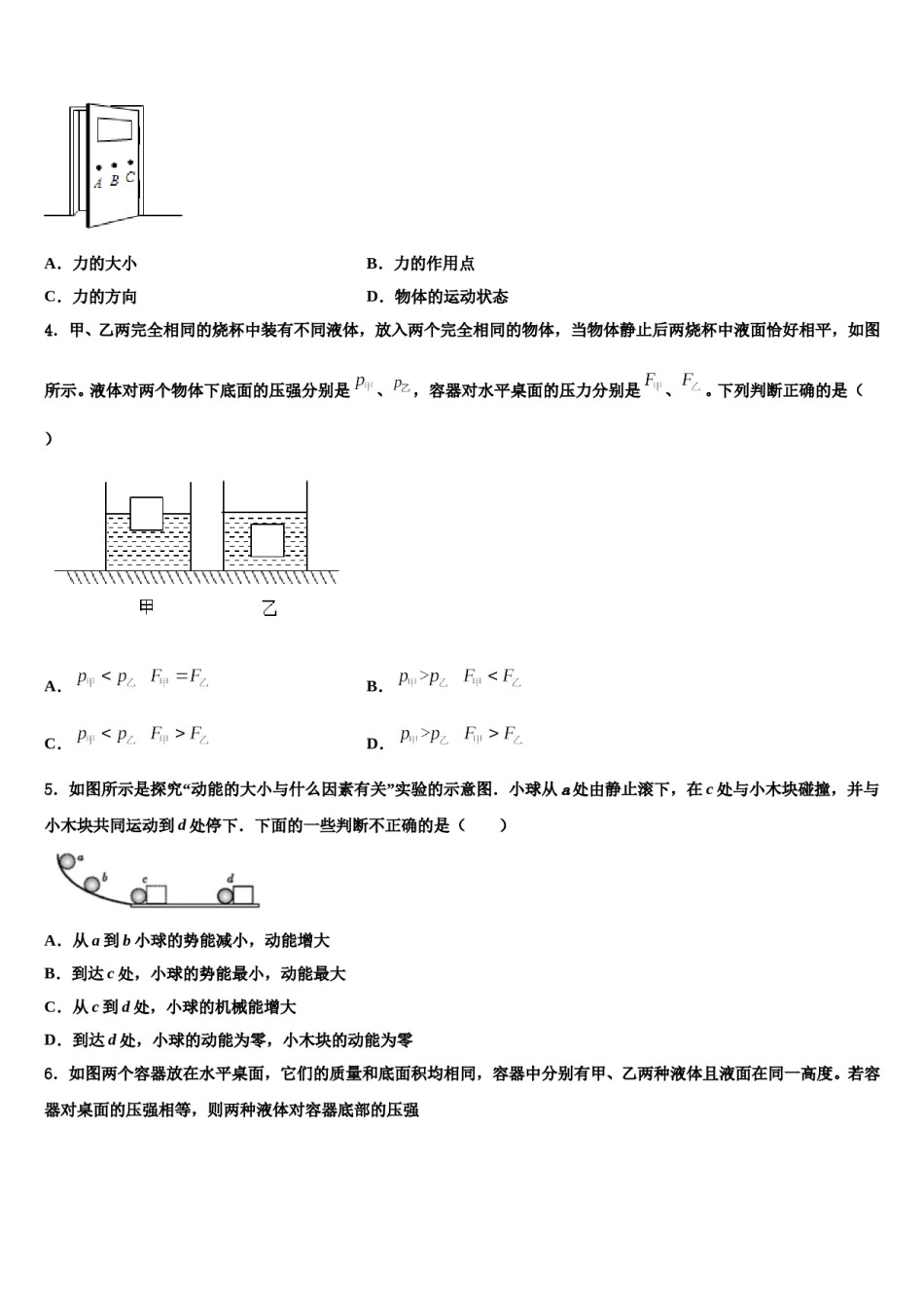 广东省金平区六校联考2023-2024学年八年级物理第二学期期末统考模拟试题含解析.doc_第2页