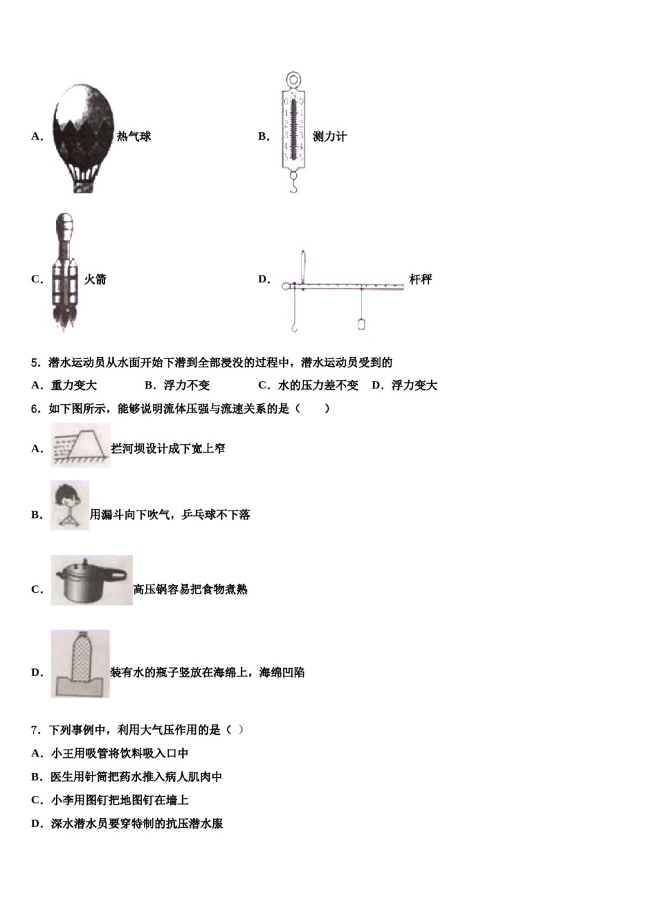 广东省阳江市实验中学2024年物理八下期末达标检测模拟试题含解析.doc_第2页