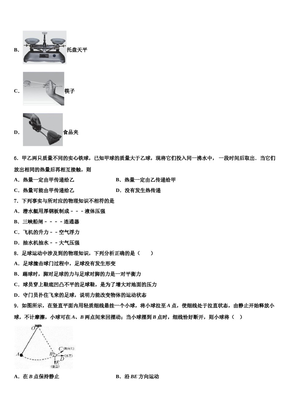 广东省阳江市教育局教研究室2024届八年级物理第二学期期末综合测试试题含解析.doc_第2页