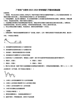广州市广大附中2023-2024学年物理八下期末经典试题含解析.doc