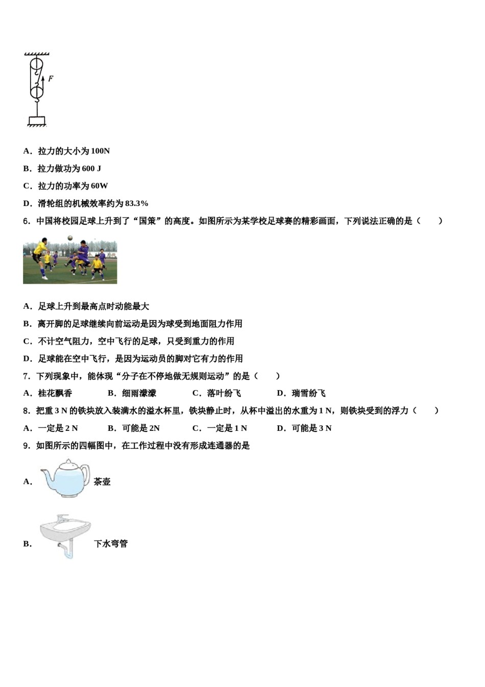 广西北部湾四市同城联考2024年八下物理期末质量检测试题含解析.doc_第3页