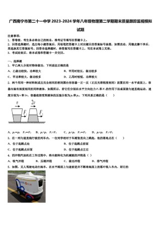 广西南宁市第二十一中学2023-2024学年八年级物理第二学期期末质量跟踪监视模拟试题含解析.doc