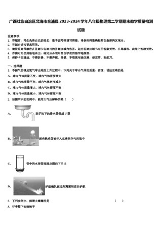 广西壮族自治区北海市合浦县2023-2024学年八年级物理第二学期期末教学质量检测试题含解析.doc
