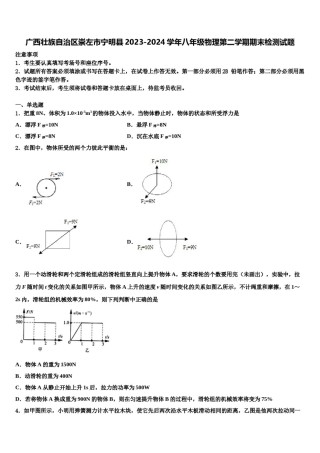 广西壮族自治区崇左市宁明县2023-2024学年八年级物理第二学期期末检测试题含解析.doc