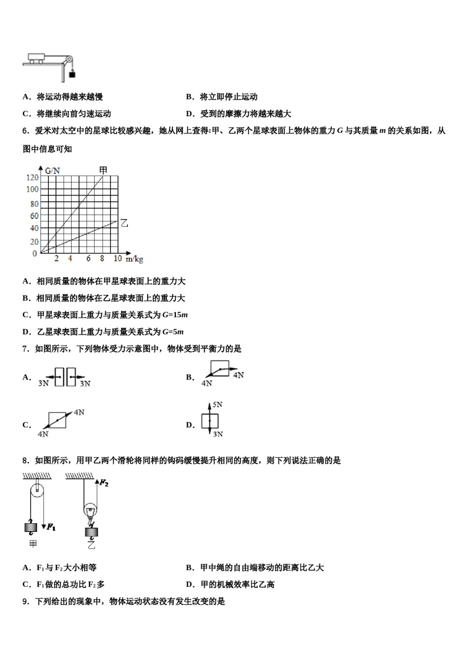 广西壮族自治区河池天峨县2024届物理八下期末考试模拟试题含解析.doc_第2页