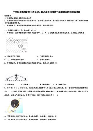 广西柳州市柳北区九级2024年八年级物理第二学期期末检测模拟试题含解析.doc