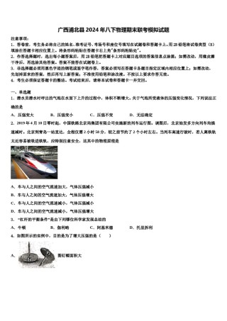广西浦北县2024年八下物理期末联考模拟试题含解析.doc