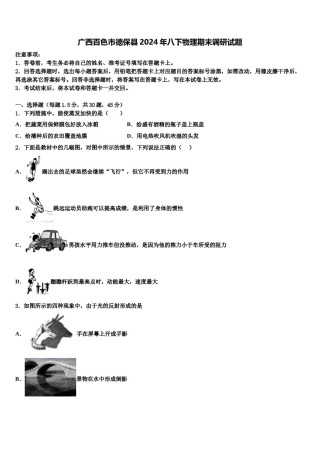 广西百色市德保县2024年八下物理期末调研试题含解析.doc