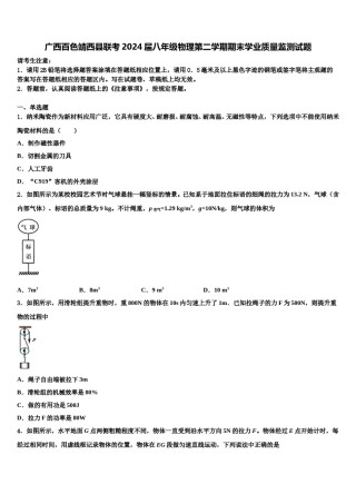 广西百色靖西县联考2024届八年级物理第二学期期末学业质量监测试题含解析.doc