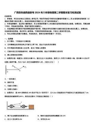 广西百色靖西县联考2024年八年级物理第二学期期末复习检测试题含解析.doc