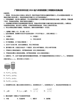 广西钦州市钦北区2024届八年级物理第二学期期末经典试题含解析.doc